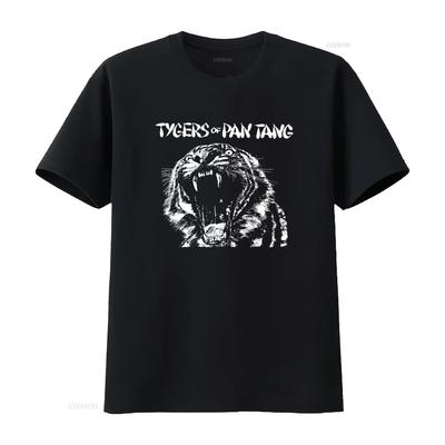 Tygers Of Pan Tang Maglietta Tigre Nuovo Design Band Rock Vintage Streetwear Elasticizzata Unisex Versatile Comoda
