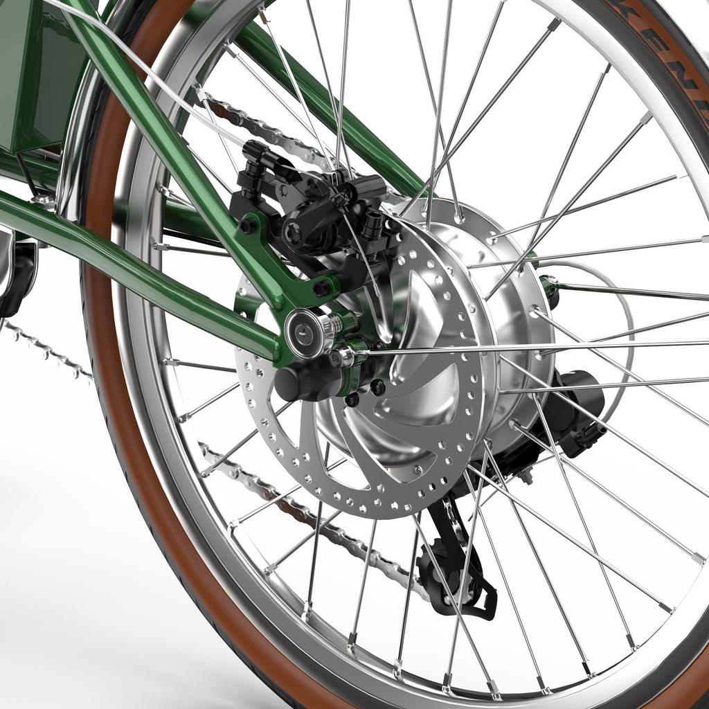 OT02PRO, rosso/verde, potenza motore 250W, 36V, batteria staccabile 5.2AH, pneumatici 20*1.35 pollici, bicicletta elettrica da città, velocità massima 25KM/H