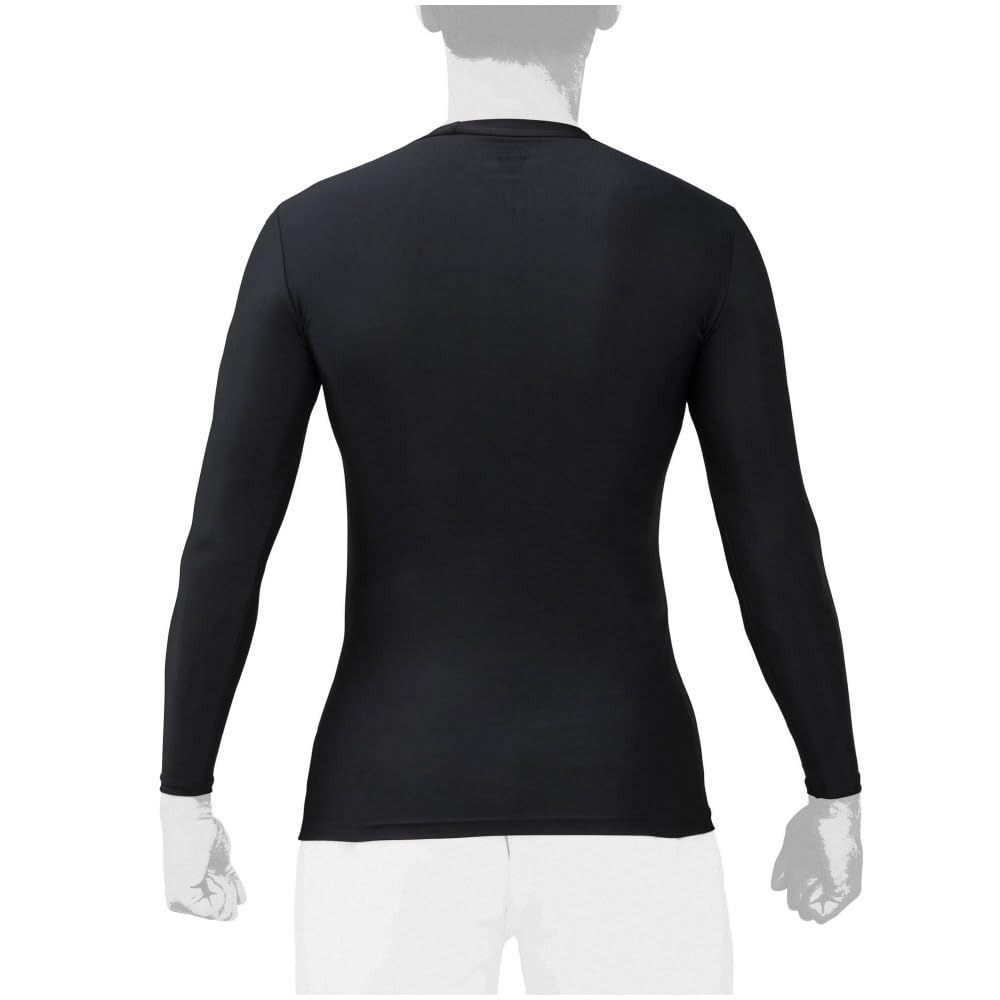 Mizuno Baseball Low Long Inner 12JA0Q0109 Undershirt, Neck, Sleeve, Shirt, 2-Pack, Fitted, (Black/3L/Men's)