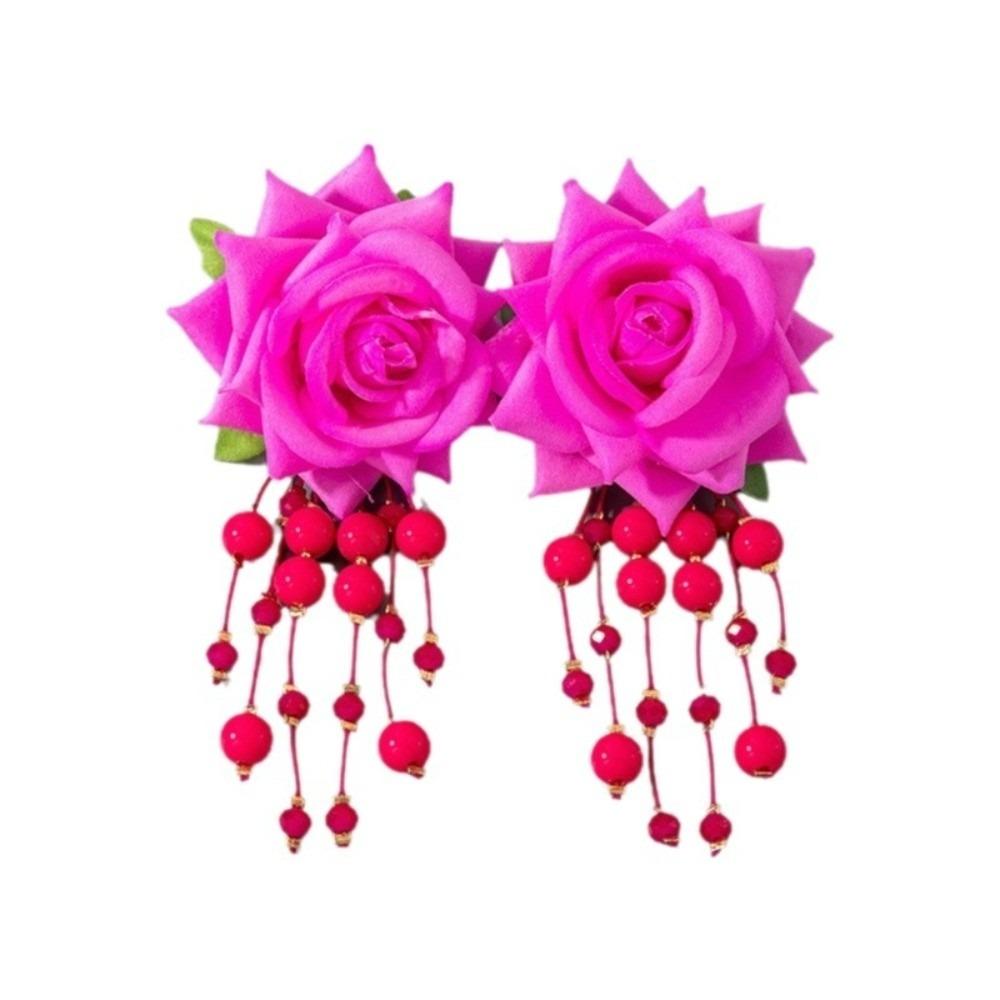 

Bohemian Style Flower Earrings Beads Tassel Women Jewelry Sweet Faux Rose Earrings Girls роза розовый