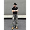 Blaexit American High Street Paris Bootcut Smoky Gray Flared Jeans Men's Vintage Straight-Leg Scimitar Pants