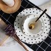 Black-and-white Hepburn Vintage Breakfast Plate Ceramic  Striped Wave Dot Tableware Dinner Plates  Dishes