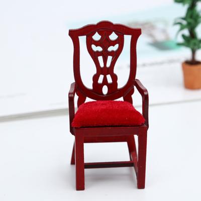 Dollhouse Miniature Chair Vintage Wood 1:12 Red Miniature Chair for Home Decor