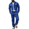 European and American Style Men's Autumn Winter 2-Piece Jacket and Casual Pants Set Solid Stand Collar Pockets Tracksuit