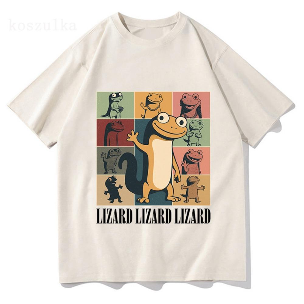 Fashion Lizard Meme Cartoon Graphic T-shirt Short Sleeve Cotton O-neck Tshirts Casual Funny Printing T Shirts Men Tees