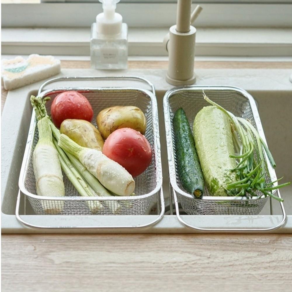 S/M/L Sink Drain Basket Stainless Steel Vegetable Tableware Holder Kitchen Draining Rack  Kitchen
