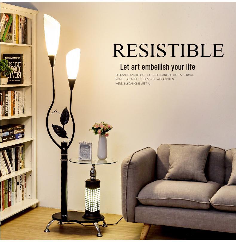 Nordic Modern Minimalist Floor Lamp with Remote Control and Coffee Table Storage for Bedroom, Living Room, or Bedside