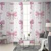 2PCS Digital Print Sheer Curtain, Starry Pink Bow, Dreamy Romantic Cute - Voile Drapes for Home Bedroom Living Room Decor