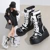 Fashion Women's Thick-soled Boots Wedge Heel Lace-up Decorative Women's Shoes Fashion Winter Women's Boots Vulcanized Shoes Modern Boots