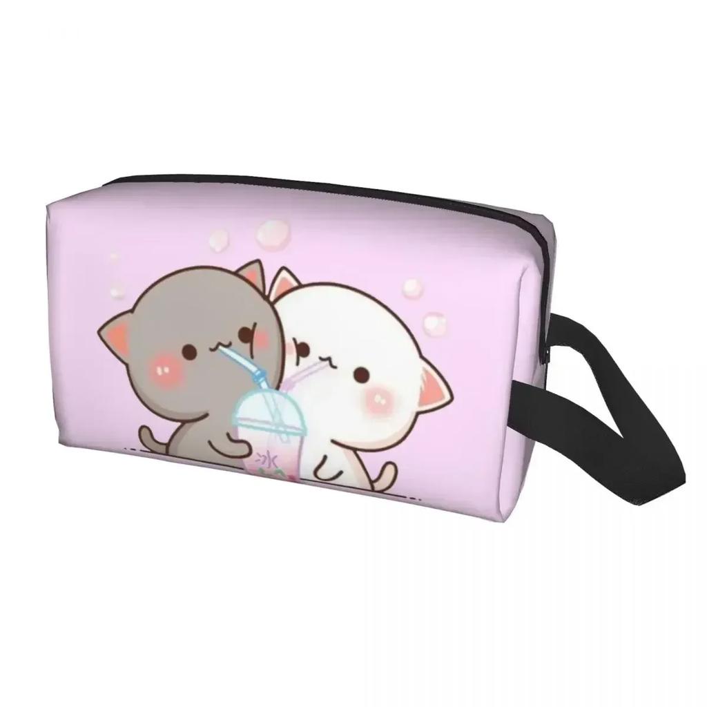 Peach And Goma Travel Cosmetic Bag for Women Kawaii Makeup Toiletry Organizer Lady Beauty Storage Dopp Kit