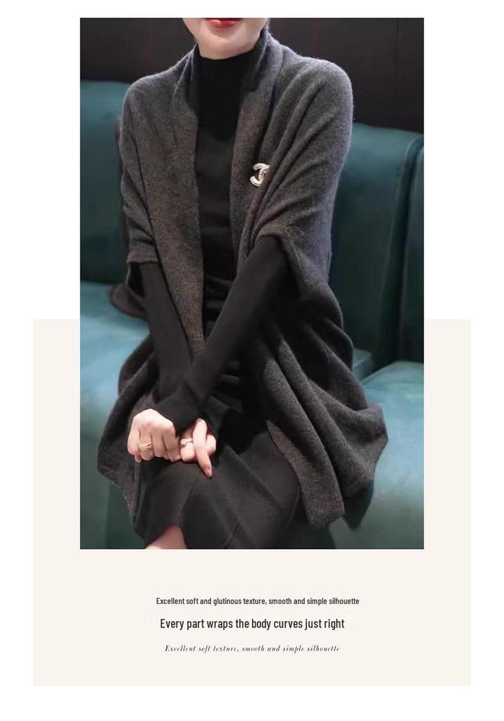 2025 New Style Women's 100% Pure Wool Shawl Cardigan – Autumn/Winter Elegant Knitwear