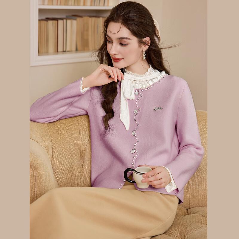 

Bailuyu Women s Elegant Beaded Knit Cardigan L