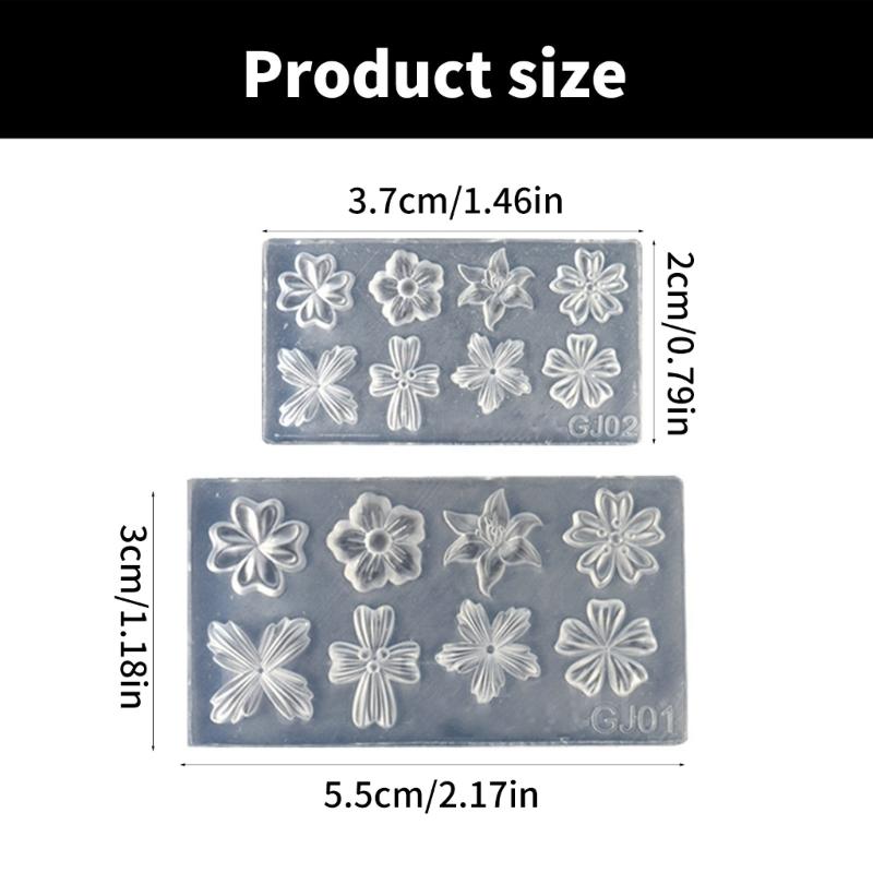 2PCS Silicone Nail Art Moulds Flower Nail Art Template Moulds Silicone Texture for Beauticians and Nail Art Learners