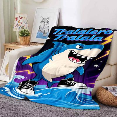 1pc Shark Sneakers Throw Blanket Soft Flannel, Cozy All Season Polyester Perfect for Home, Office
