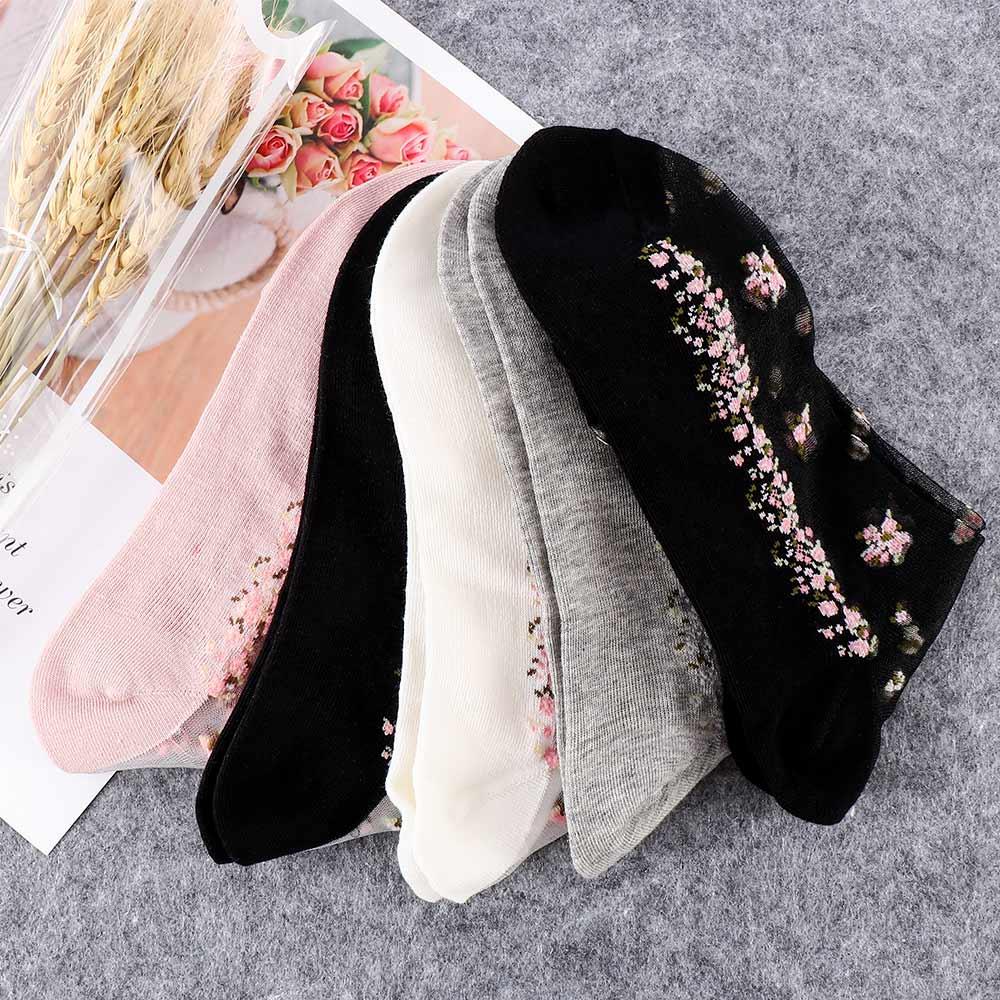 Transparent Leisure Jacquard Thin Glass Silk Bow Ankle Socks Short Sock Socks Crystal Sock