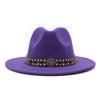 Ji Nan Ladies Wool Jazz Hat Big Eaves Hat Trendy Flat Edge Top Hat
