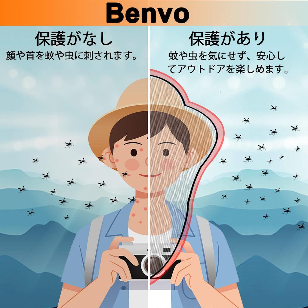 Benvo Insect Repellent Net, Mosquito Net, For Fishing and Outdoors,