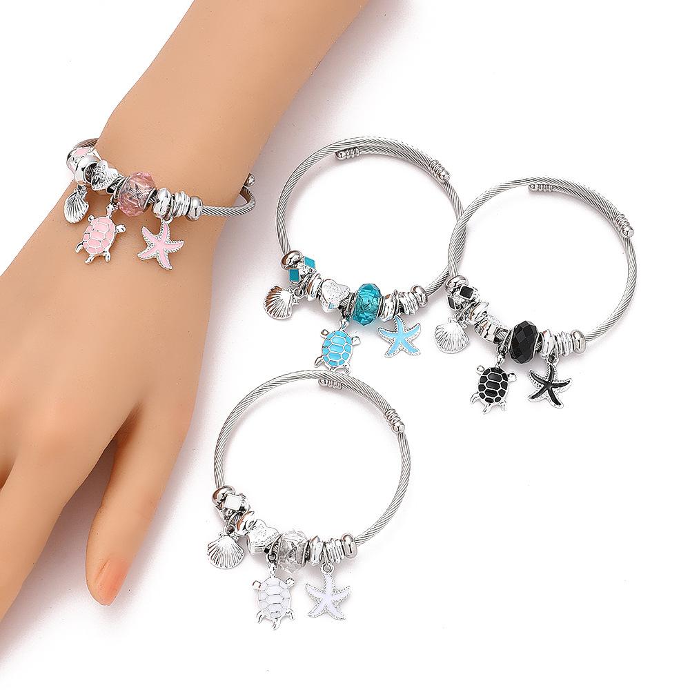 Stainless steel natural color opening adjustable bracelet women's personality simple jewelry new