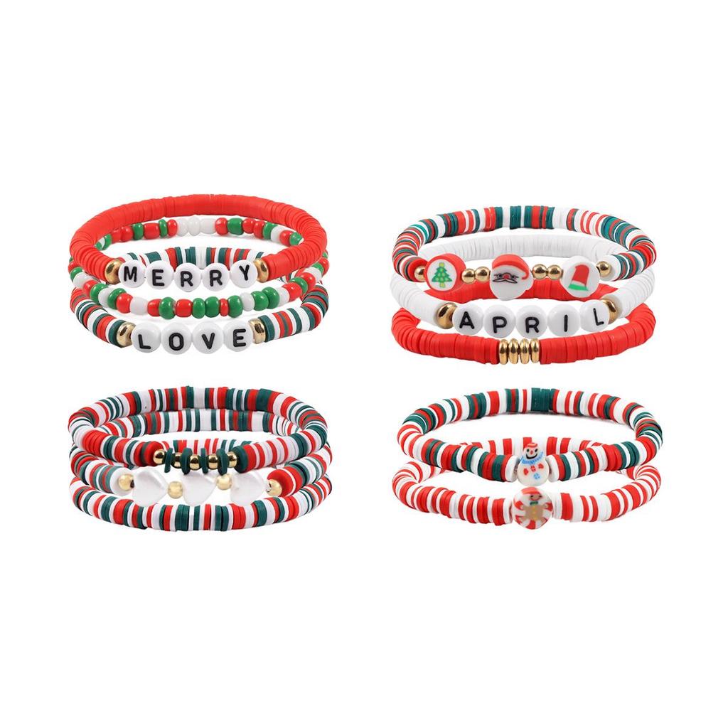 Versatile Colorful Polymer Clay & Acrylic Beaded Christmas Bracelet