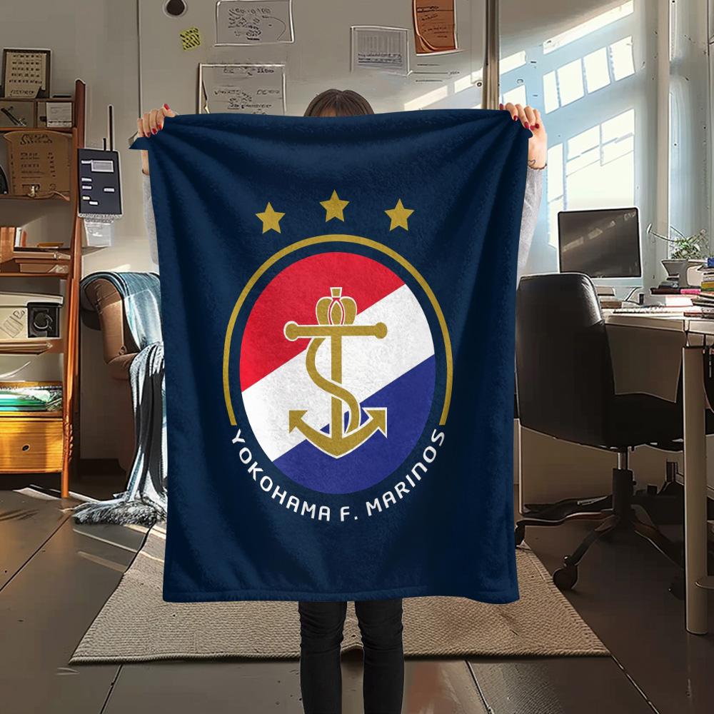 Yokohama F. Marinos Print Flannel Blanket, High quality Comfortable for All Seasons, Home Decor, Warmth and Comfort