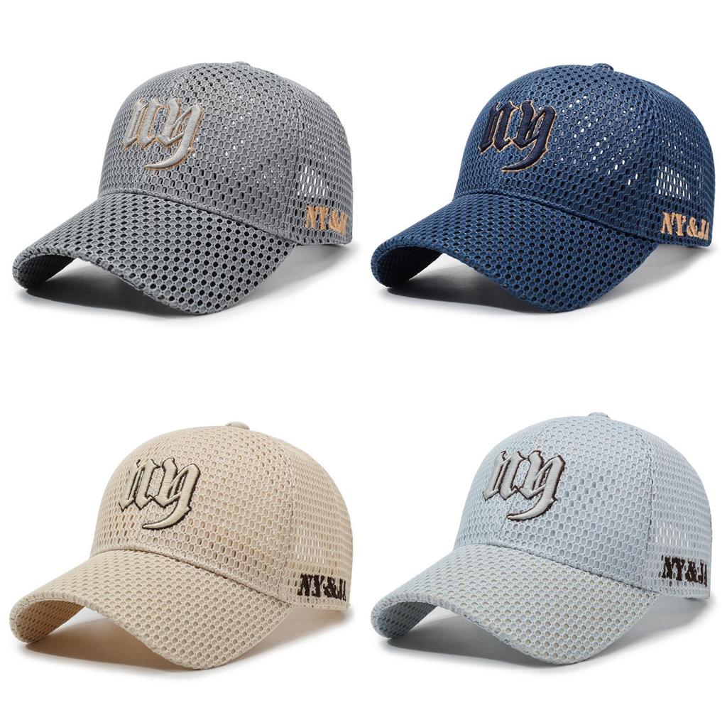 Sommerliche Baseballkappe aus Mesh mit gestickten Buchstaben und verstellbarer Passform für lässige Streetwear