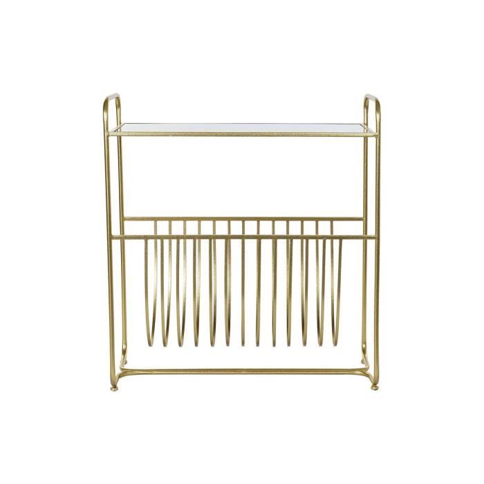 Porte-revues - Miroir Doré - Métal - 76x35x83 cm - Élégant - Pratique