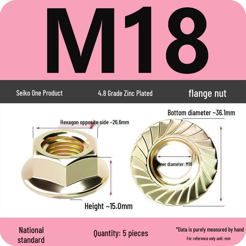 Electroplated Galvanized Anti-Slip Hex Flange Nut with Tooth Washer, M3-M16
