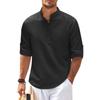 Men's Long Sleeved Stand Up Collar Plaid Casual Shirt