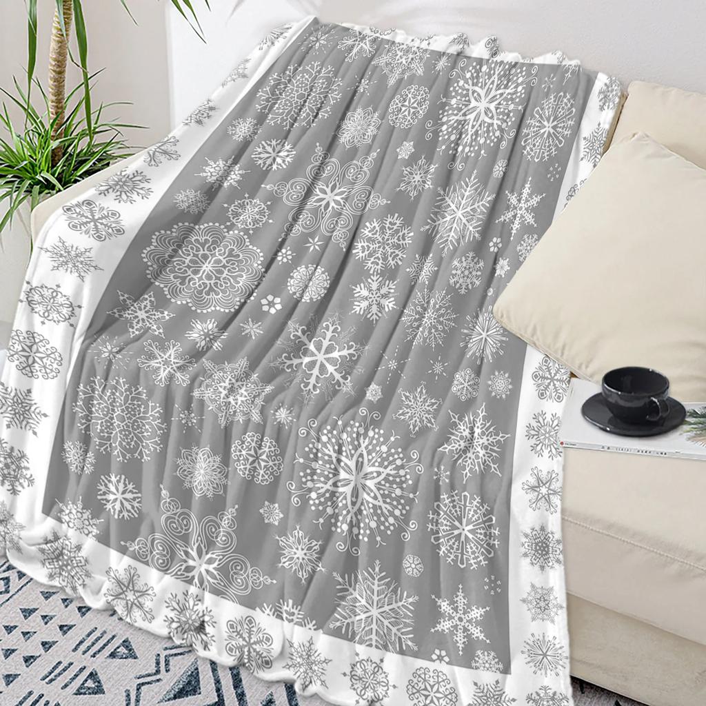 Christmas Golden Snowflake Texture Throw Blanket Christmas Blanket Soft Plush Warm Sofa Throw Blanket Holiday Gifts