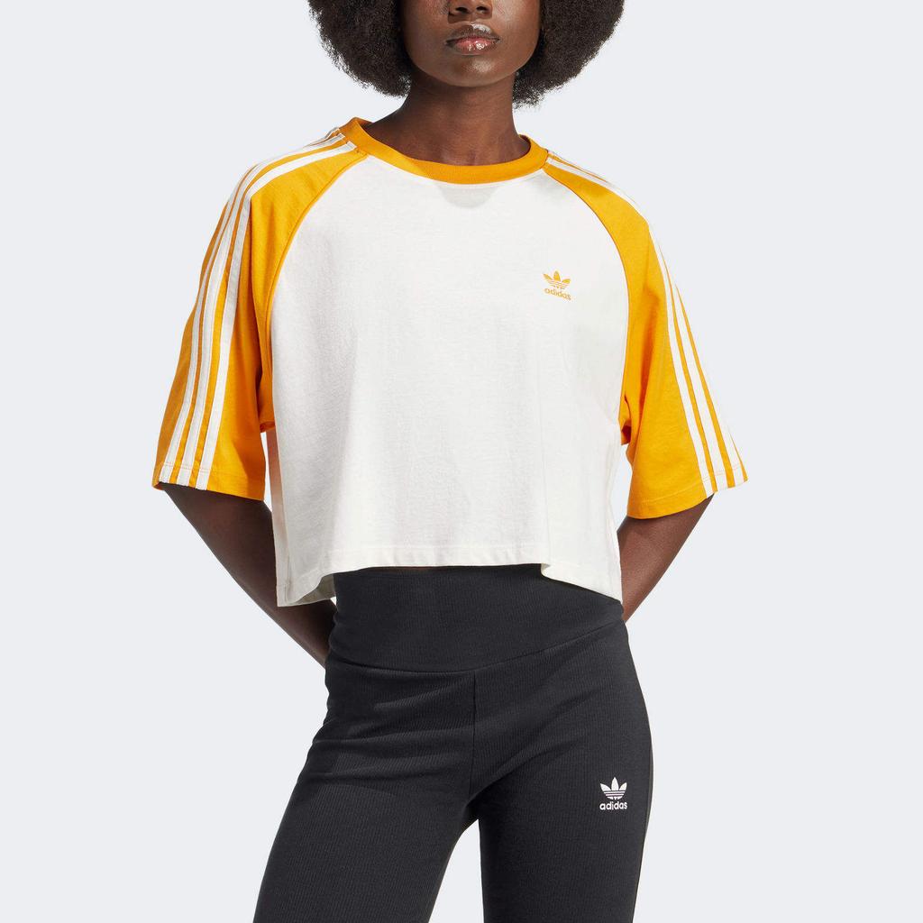 Adidas Originals Adicolor Sst Color Block Striped Short Sleeve T-Shirt Women Tops Yellow IZ2826