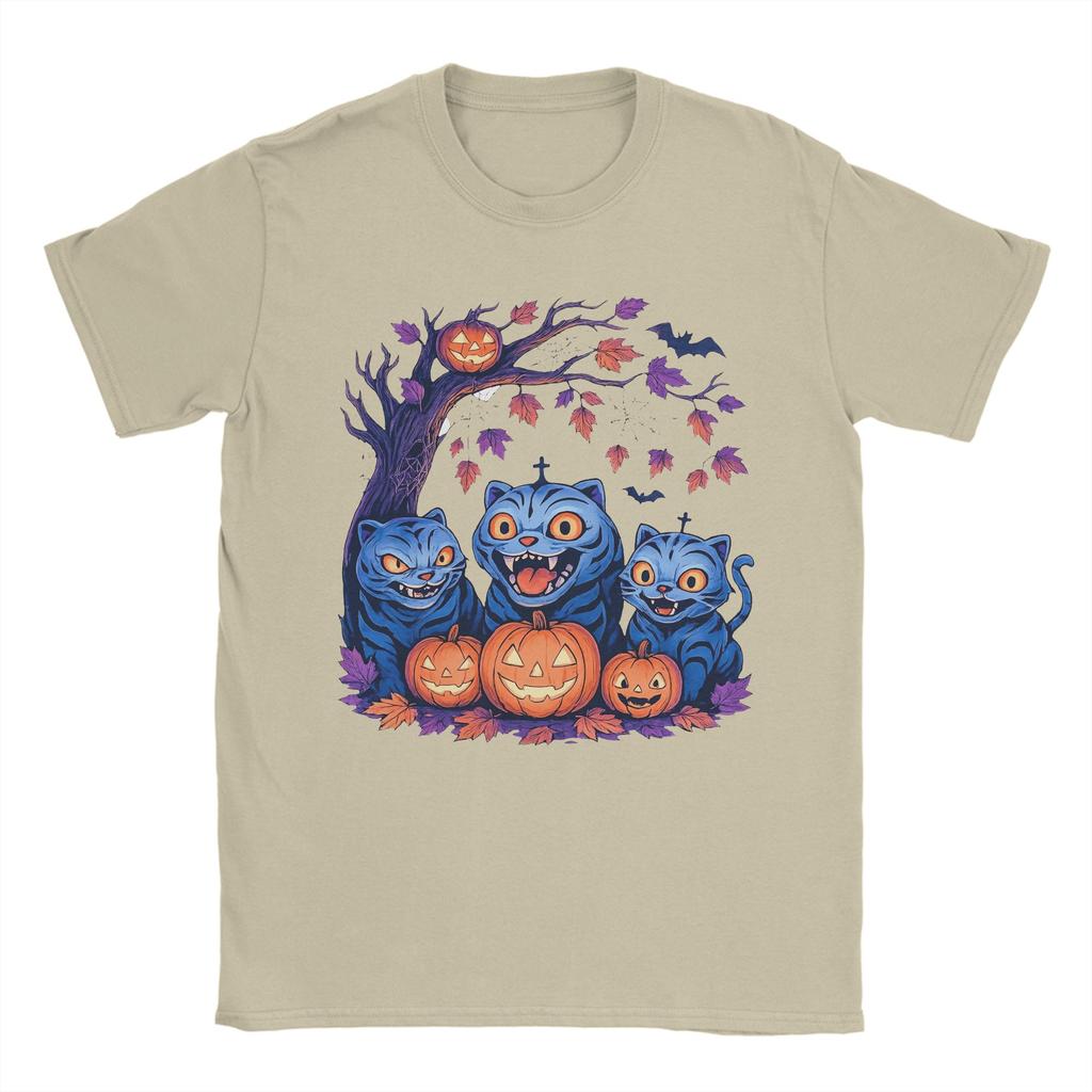 Men Spooky Huntrix Halloween Derpy Tiger T Shirt  Pure Cotton Tops Novelty Short Sleeve Round Neck Tees Summer T-Shirts