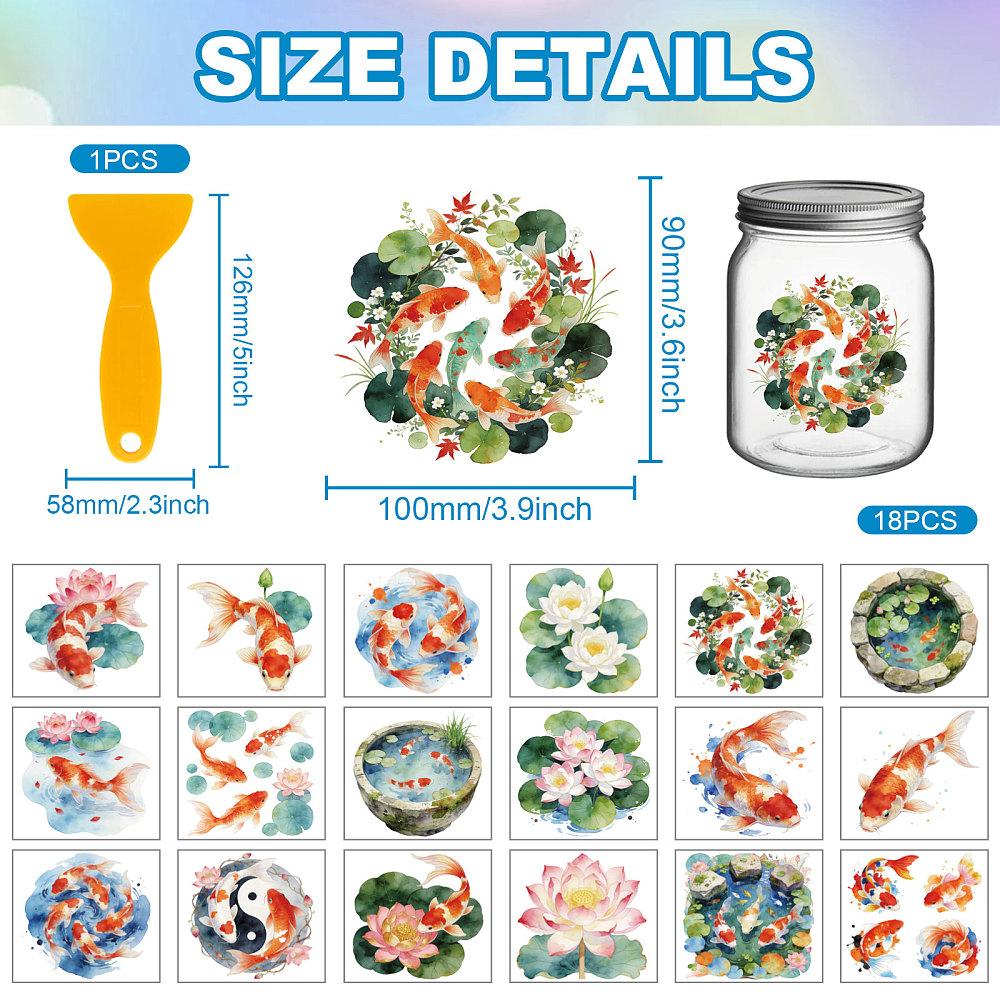 18Pcs Plastic Silhouette Paper for Lighting Decoration Paper Cut Light Box Square Fish 100x90mm