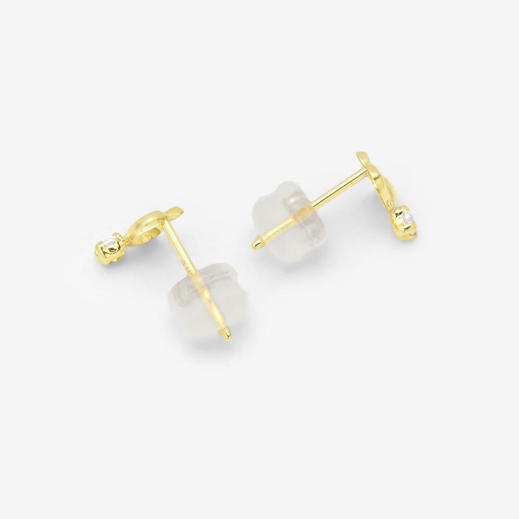 ESTELLE [Official] Women's K10 Yellow Gold Earrings with Cubic Zirconia and Heart Motif, 0222-9396-0019-0000