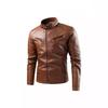 New Leather Jacket Men's Autumn and Winter Locomotive Solid Color Two Open Cycling Suit PU Leather Jacket Jacket