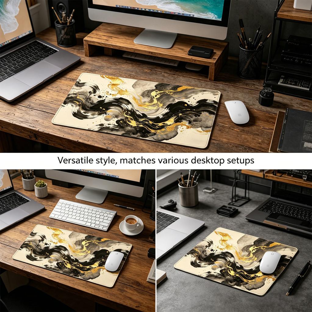 Black Gold Textured Mouse Pad Notebook Ip Computer Office Game Non-slip Rubber New Large Table Mat
