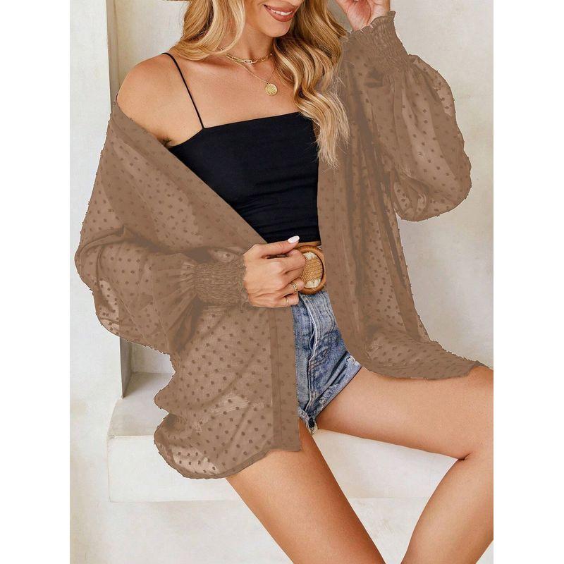 

Мода Модный Прозрачный Свободный Шаль Рубашка для Кондиционирования Воздуха Одежда для Защиты от Солнца Средней Длины Длинной Длины С Длинными Рукавами Шифоновая Рубашка Кардиган Brown M