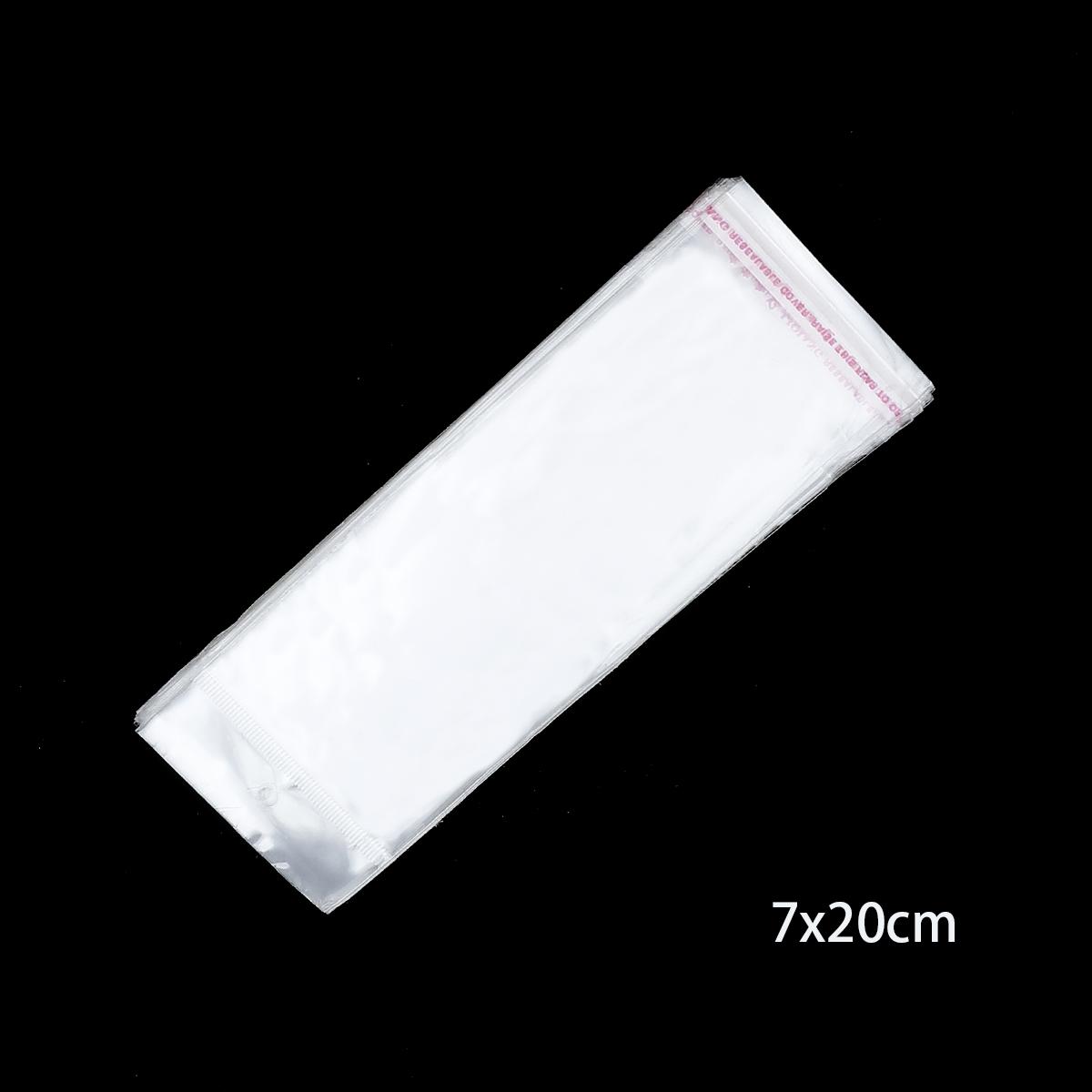 

100 шт. Прозрачный самоклеящийся пластиковый пакет для хранения OPP Poly Pack Bag с отверстием для подвешивания Сумка для розничной упаковки 7*20CM