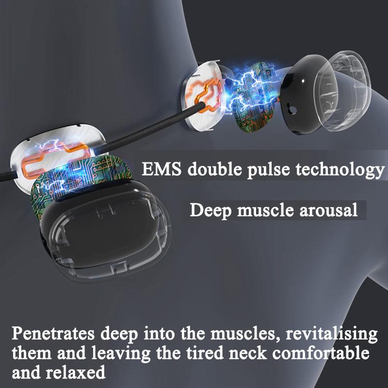 Masseur de cou suspendu intelligent EMS, protecteur de colonne cervicale, masseur de colonne cervicale à impulsion chauffante portable, dos de la main