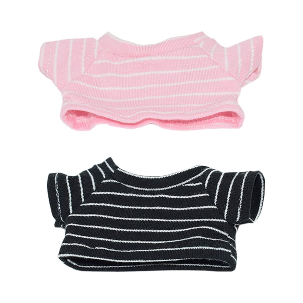 niannyyhouse T-shirt 20cm Plush Cotton Doll Dress-Up (Pink+Black)