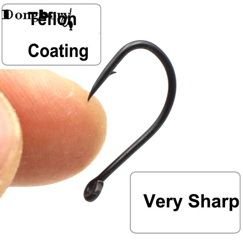 50PCS Teflon Coating Carp Fishing Hook Chod-Rig Hook Kaptor Choddy Carbon Steel Black Micro Bared with Outturned Eye Carp Hook