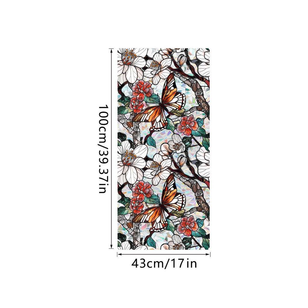 Rainbow Double-Sided Static Cling Glass Sticker - Inlaid Pattern PVC Film