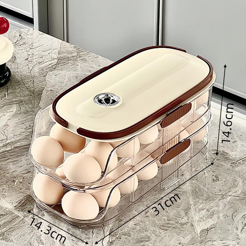 Food-Grade Slide-Out Refrigerator Egg Holder: Automatic Rolling Fresh-Keeping Storage Box