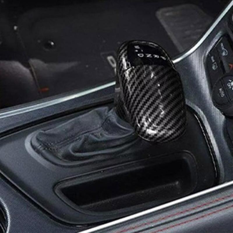 3pcs Carbon Fiber Gear Shifter Knob Cover Trim Scratch Resistant Car Accessory Suitable for Vehicle Interior Enhancement