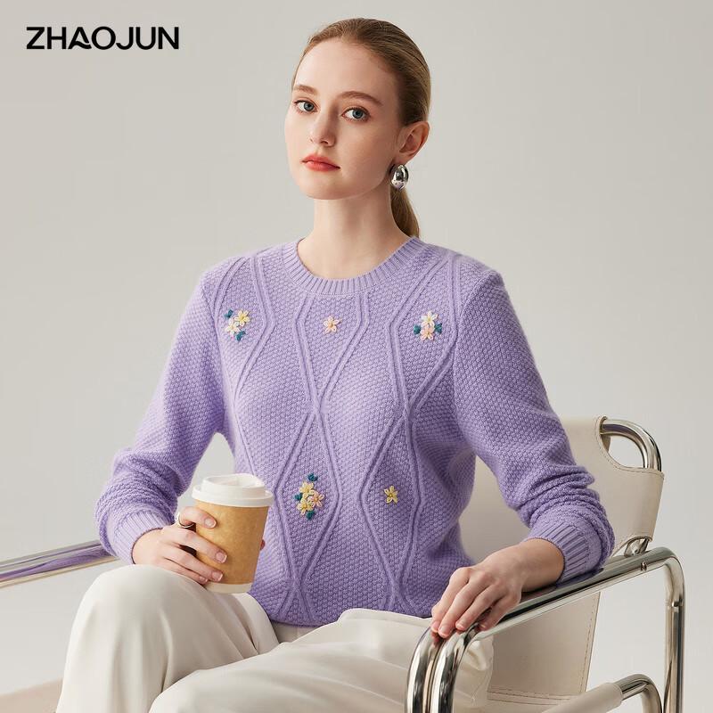 Zhaojun 2025 Autumn/Winter Women's Round Neck 100% Cashmere Sweater