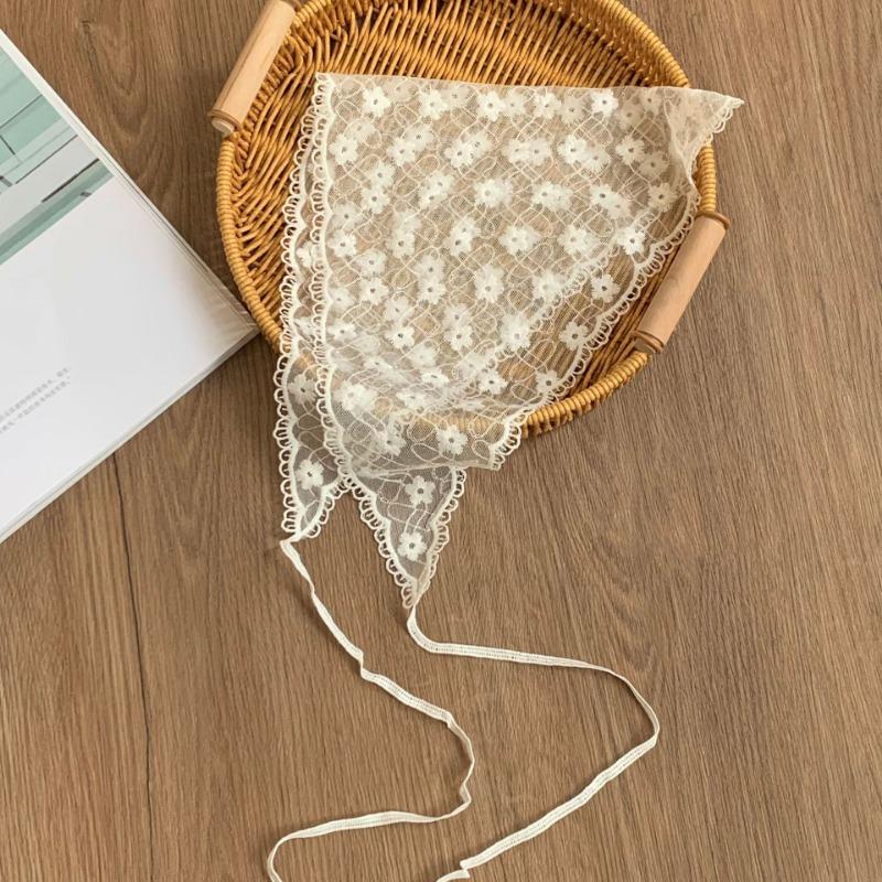 Lace Silk Scarf Headscarf Headband Pastoral Spring New Multi-functional Triangle Scarf Waist Seal