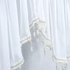 Solid Color Sheer Curtain with Beads Tassels Triangle Valances Durable Short Curtain  Home Decor