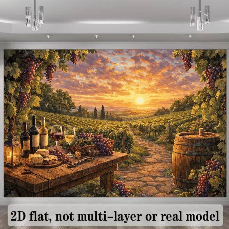 Tuscan Vineyard Tapestry, Wine Background Cloth, Party Decor