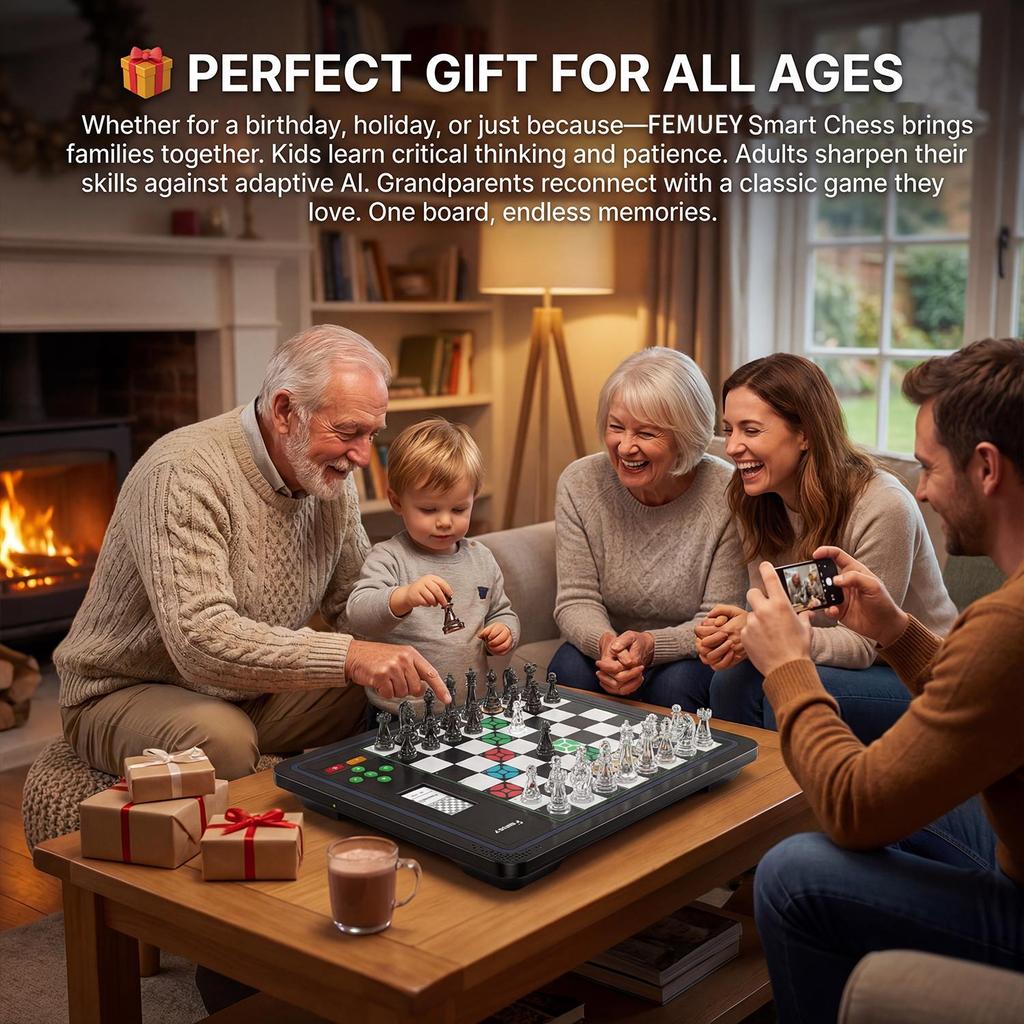 Set da Scacchi Elettronico Adattivo AI Gioco e App con Scacchiera Computerizzata, Scacchiera Intelligente, Gioco da Tavolo Set da Scacchi, Ottimo Partner per Giocare e Allenarsi