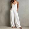 2026 Spring and Summer New European and American Cross-border Women's Clothing Casual Loose Wide-leg with Pockets Seaside Vacation Style Jumpsuit