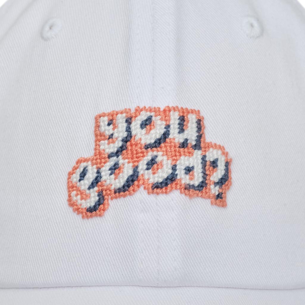 LOLONG You Good Needlepoint Hat (White)